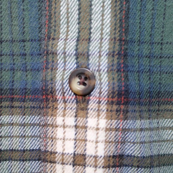 Eddie Bauer Dark Green/White Button Down Flannel Large - Picture 6 of 8